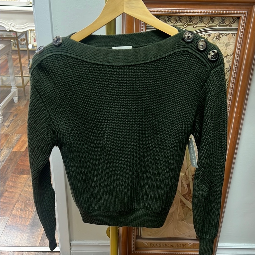 Wilfred Forest Green Button-Shoulder Sweater